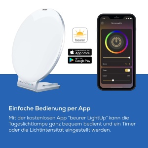 Beurer TL 100 Lampa de zi cu LED 2 in 1 si lumina ambientala, cu functie de schimbare a culorii, control convenabil al aplicatiei, 1 bucata (1 pachet), alb - Img 3