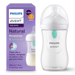 Biberon Philips Avent SCY67301 Natural Response 260 ml BPA-Free cu ventil AirFree