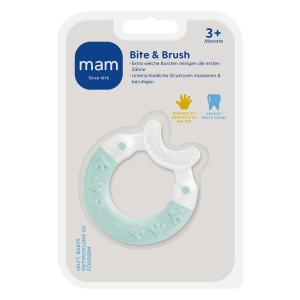 Bijtring MAM Bite Brush, pentru 3 luni, culoare turcoaz, BPA-free - Img 2