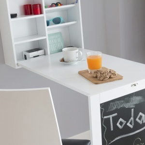 Birou pliabil InnovaGoods, alb, 80x50x18 cm, cu tabla si panou de afisare - Img 6