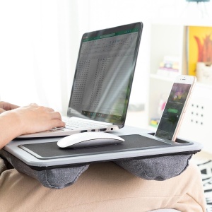 Birou portabil InnovaGoods DESKION cu perna XL, design ergonomic, negru - Img 3