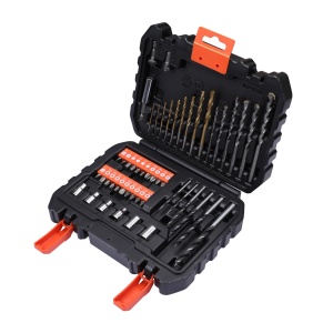 Black+Decker Set de burghie si surubelnite A7188 (50 de bucati, burghiu metalic din titan 1,5-6 mm, burghiu pentru zidarie 4-10 mm si burghiu pentru lemn 3-7 mm, capete de surubelnita, chei, suport pentru burghie magnetica, surubelnita), negru, 20 x 17 - Img 8