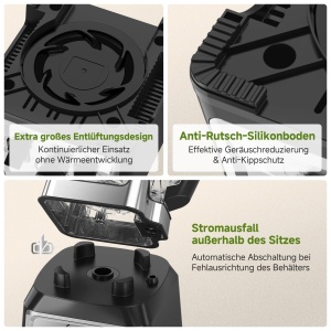 Blender AMZCHEF 2000W, Capacitate 2L, BPA-Free - Img 7