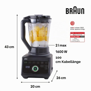 Blender Braun PowerBlend 9, 1600 W, 2 l, Negru - Img 2