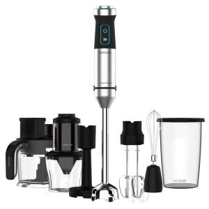 Blender de mana Cecotec Power TitanBlack 1500 XL TotalMix. 1500 W, tehnologie CrossBlades cu 4 lame cu acoperire din titan negru, baza extra-lunga, insertie pentru lama de protectie impotriva stropilor, borcan de 800 ml