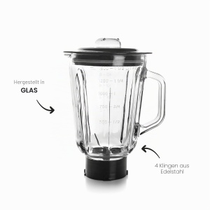 Blender Lacor 69684 cu recipient din sticla, 1.5L, 4 cutite din otel inoxidabil - Img 3