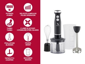 Blender multifunctional Beper P102FRU151, 4 in 1, 1000 W, 700 ml, 4 lame din otel inoxidabil - Img 2