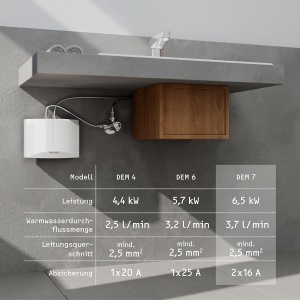 Boiler Instantaneu STIEBEL ELTRON DEM 7, 6,5 kW, pentru Chiuveta, Fara Stecher - Img 4