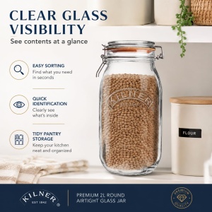 Borcan cu capac Kilner, 2 L, sticla transparenta, design rotund - Img 3