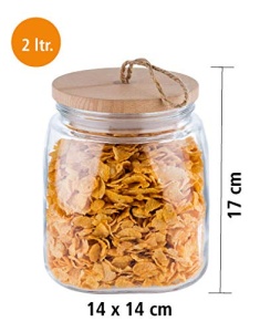 Borcan de depozitare APS Woody, 2 litri, cu capac din lemn si etansare din silicon - Img 2