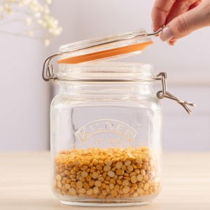 Borcan de sticla Kilner cu capac, 1 L, design patrat, etans - Img 4