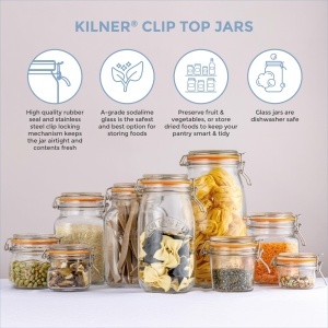 Borcan de sticla Kilner cu capac, 1L, rotund, etans - Img 3