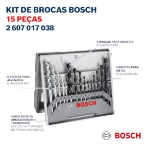 Bosch 15 buc. Set de burghie (pentru lemn, piatra si metal, O 3-8 mm, accesorii burghiu/insurubat si suport de gaurit) - Img 5