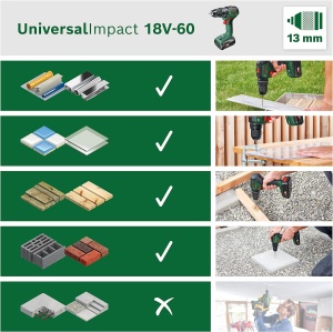 Bosch Casa si gradina Bosch Masina de gaurit combinata cu acumulator UniversalImpact 18V-60 (fara baterie, sistem de 18 volti, in cutie) - Img 3