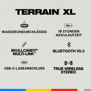 Boxa Bluetooth Skullcandy Terrain XL, 18 ore autonomie, rezistenta la apa IPX7, crem - Img 2