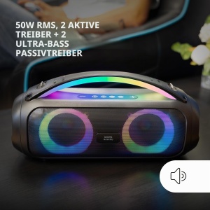 Boxa portabila Mars Gaming MS-Pulse, 50W RMS, Bluetooth, RGB, Negru - Img 2