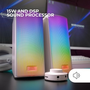 Boxe Bluetooth Mars Gaming MSRGB2, 15W, RGB, Alb - Img 2