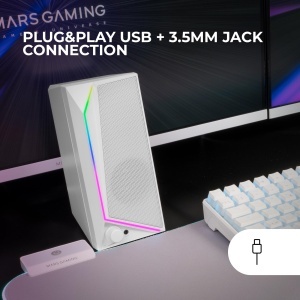 Boxe Gaming Mars Gaming MS72, 15W, RGB, USB, Alb - Img 4