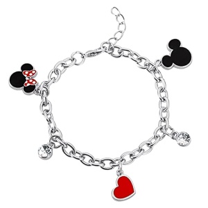 Bratara din metal Mickey si Minnie, argintie, cadou oficial Disney