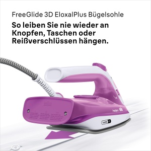 Braun FreeStyle 3 FI3124 PU fier de calcat cu abur cu tehnologie FreeGlide 3D talpa SuperCeramic Ultimate FastClean oprire automata abur vertical viol - Img 6