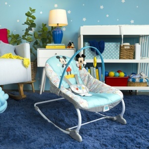 Bright Starts Disney Baby Mickey Mouse Scaun Bebe si Copii cu Vibratii si Bara de Jucarii Detasabila - Img 2