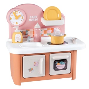 Bucatarie pentru Papusi Smoby Baby Nurse - Cuptor, Plita si Chiuveta, Material Reciclat - Img 2