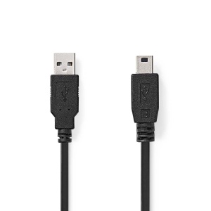 Cablu USB 2.0 NEDIS - USB-A la Mini-B 5 pini, 5m, Negru - Img 2