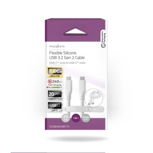 Cablu USB 3.2 NEDIS USB-C 240 W 8K 1 m Alb - Img 6