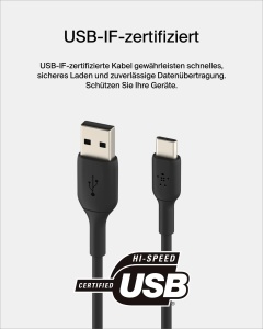 Cablu USB-C Belkin BoostCharge, 2m, Negru, pentru iPhone, Samsung, Google Pixel - Img 3