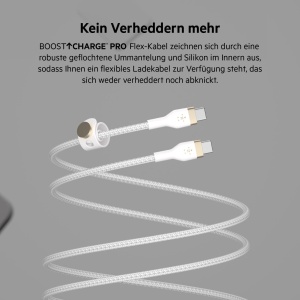 Cablu USB-C Belkin BoostCharge Pro Flex, 3 m, Alb, Rapid, Flexibil - Img 4