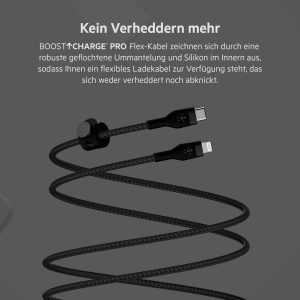 Cablu USB-CLightning Belkin BoostCharge Pro Flex, 3 m, 20 W, Negru - Img 4