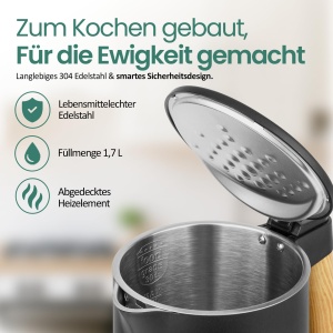 Cafetiera electrica EMERIO WK-132230, 1.7L, 2200W, inox - Img 3