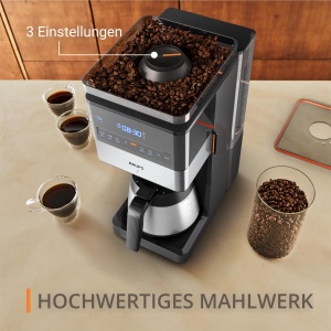 Cafetiera Krups Grind Aroma XL KT842810 Rasnita Conica 125L Termos din Otel Inoxidabil NegruInox - Img 3