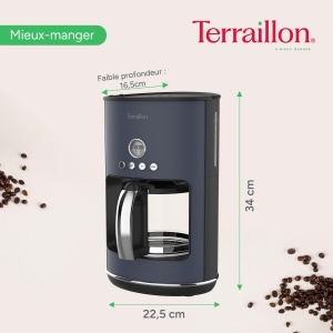 Cafetiera programabila Terraillon New Moon, 1.25L, 1080W, functie anti-picurare, albastru - Img 5