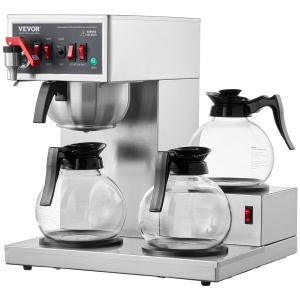 Cafetiera VEVOR FRB-286-BD3 12 Cesti 3 Carafe Sticla Inox - Img 9