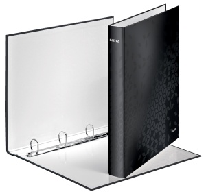 Caiet cu inele Leitz WOW A4 25 mm, negru, capacitate 230 foi