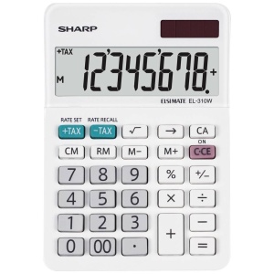 Calculator de birou Sharp EL-310W, 8 cifre, display inclinat, alb