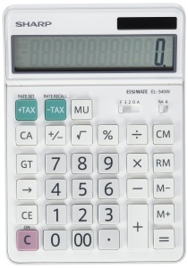 Calculator de birou SHARP EL-340W, alb, 12 cifre, cu display inclinabil