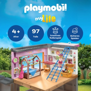 Camera de copii PLAYMOBIL MyLife 71610, 97 piese, din materiale reciclate - Img 3