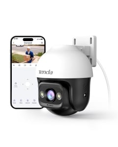 Camera de securitate Tenda WiFi in aer liber, Camera WiFi 2K in aer liber cu viziune nocturna color, audio pe 2 cai, detectare a persoanelor si detectare a miscarii, alarma sonora si luminoasa, compatibila cu Alexa, CH3 V2.0