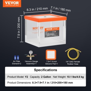 Camera de vid VEVOR de 2 galoane, camera de degazare in vid acrilica multifunctionala imbunatatita, camera de vid transparenta, pentru degazarea rasinii, degazarea silicagelului, degazarea gipsului si extractia in vid - Img 7