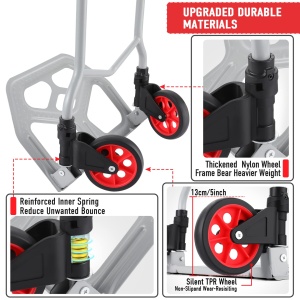 Camion cu saci, Camion cu saci din aluminiu, Carucior de transport pliabil, pliabil, capacitate maxima de incarcare 120 kg, 2 roti, cu maner telescopic din aluminiu pentru industrie si uz casnic - Img 5