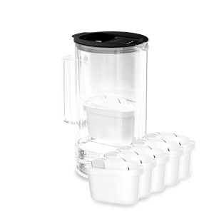 Cana filtranta Wessper D4 din sticla borosilicata 2L cu LED, neagra