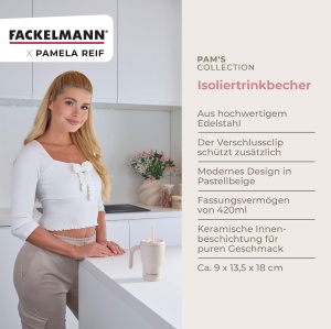 Cana izotermica Fackelmann x Pamela Reif 420 ml, inox, pastell beige - Img 3
