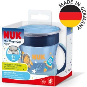 Cana pentru copii NUK Mini Magic Cup Night 160 ml Albastra Lumineaza in intuneric BPA-free - Img 7