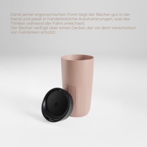 Cana reutilizabila Wessper FIKA 400 ml, ABS, Rosa - Img 3
