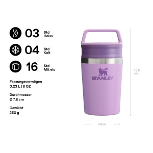 Cana termica STANLEY 1913, 0.23L, inox, mov, izolare 16 ore - Img 2