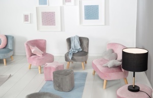 Canapea pentru copii roba Lil Sofa, culoare mauve, design retro, cu picioare din lemn - Img 7