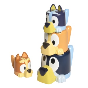 Cani de cafea Tomy Toomie cu ardei iute, bandit, bingo si bluey - Cesti stivuibile pentru baie - Produs oficial licentiat Bluey - Jucarii de baie pentru bebelusi de la 18 luni si peste