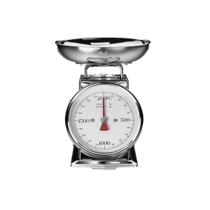 Cantar clasic din otel inoxidabil GASTROBACK 2 KG - analogic si mecanic, ideal pentru brutarii, bucatarie, gastronomie - design retro, cantar de copt fara baterie cu bol detasabil - Img 1